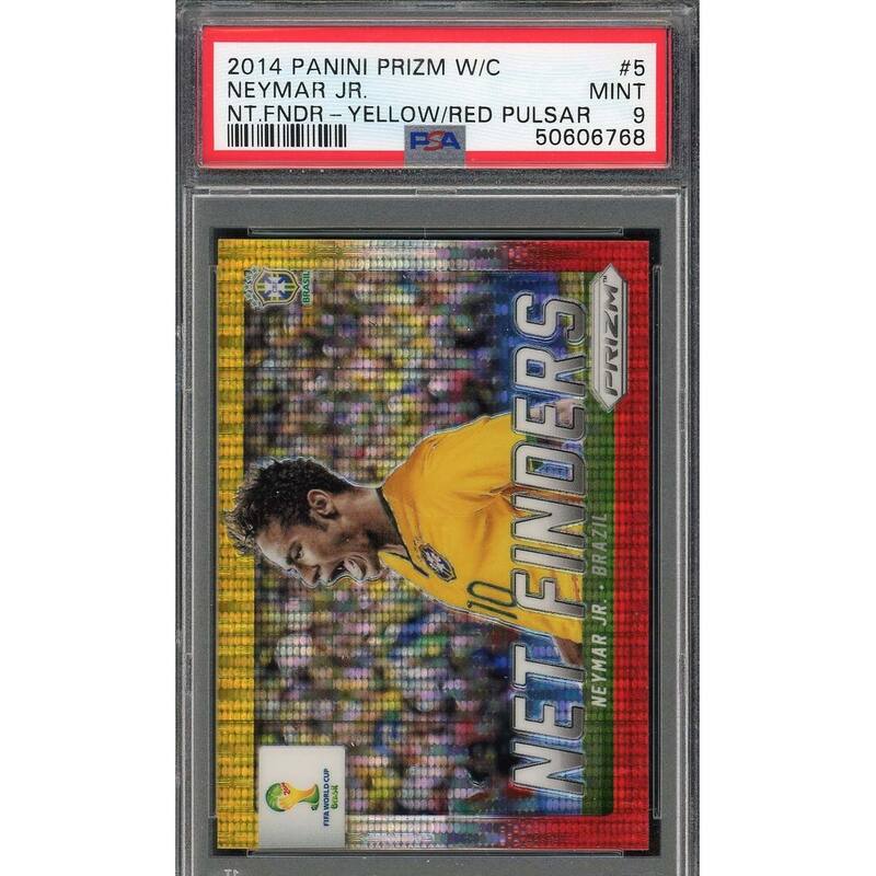 Neymar Jr 2014 Panini Prizm World Cup Net Finders Red Pulsar Card #5 PSA 9 - 8'6" x 11'6"