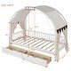 preview thumbnail 15 of 18, Twin Size Bed with Arched Canopy and Integrated Drawers , Pinewood Construction, Playful Tent