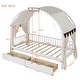 preview thumbnail 16 of 28, Wooden Twin Size Bed With Arched Roof and 2 Drawers
