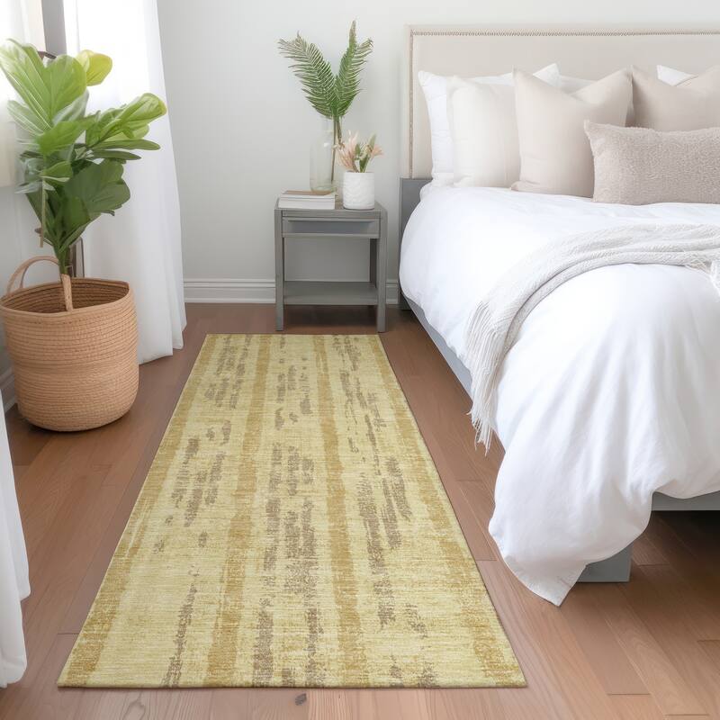 Premium Washable Super Soft Stripe Abrash Mayfield Rug - Gold - 2'3" x 7'6"
