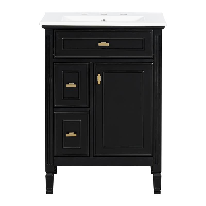 GDFStudio - Benjamin Hawthorne Modern Freestanding Bathroom Vanity with Flip Drawer Storage