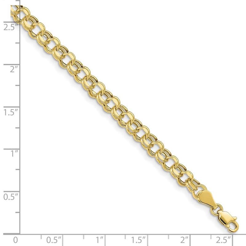 Curata 10k Yellow Gold Lite 5mm Double Link Charm Bracelet Options: 7" 8"
