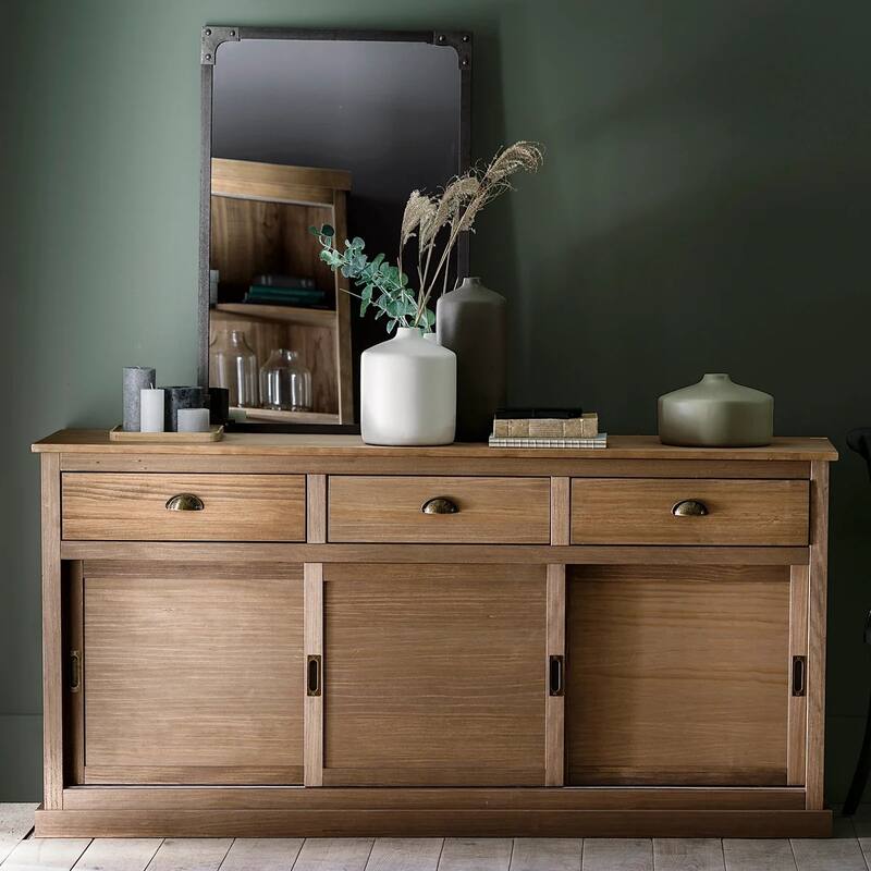 Lunja Solid Pine Triple Cabinets Sideboard - N/A - Natural Waxed