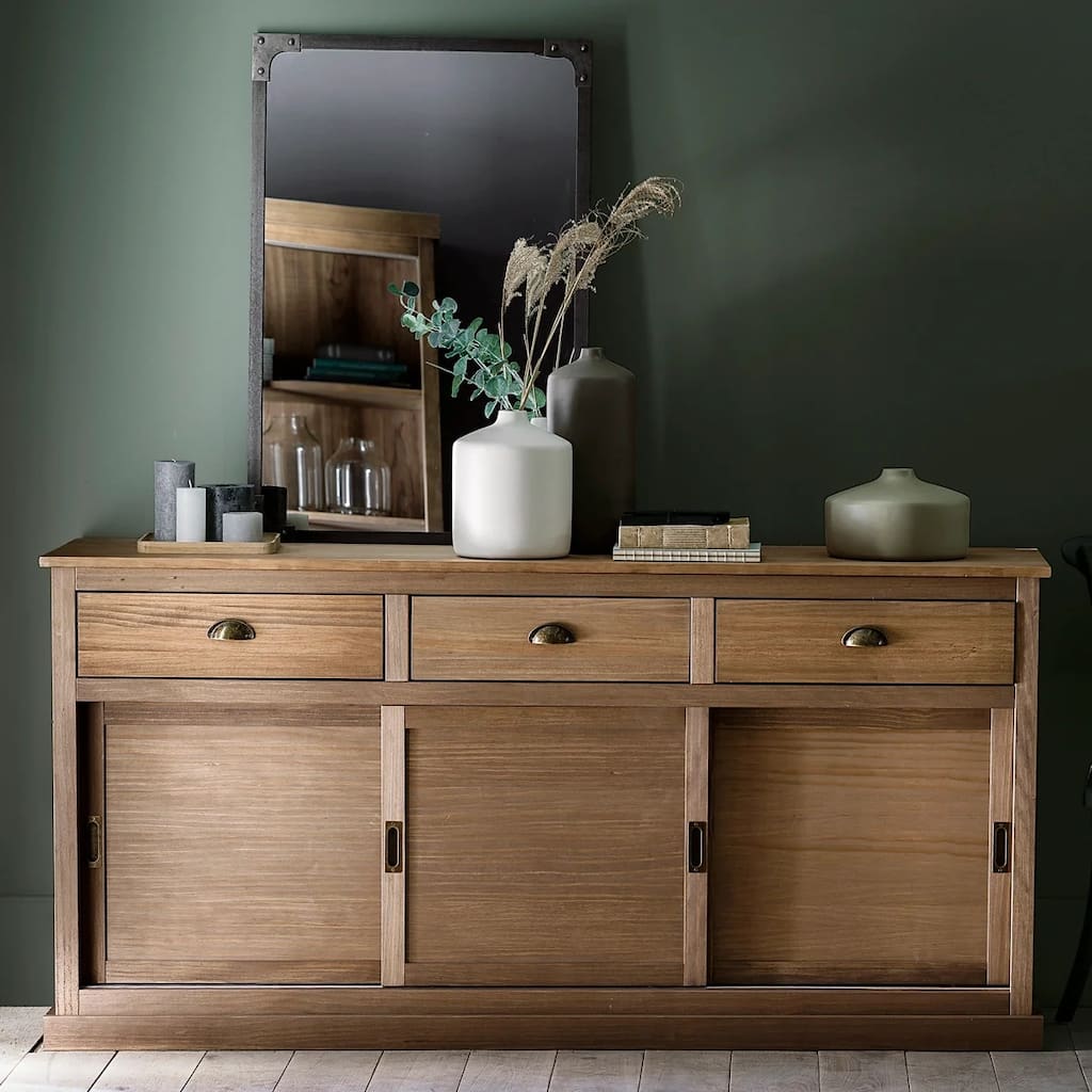 Lunja Solid Pine Triple Cabinets Sideboard - N/A