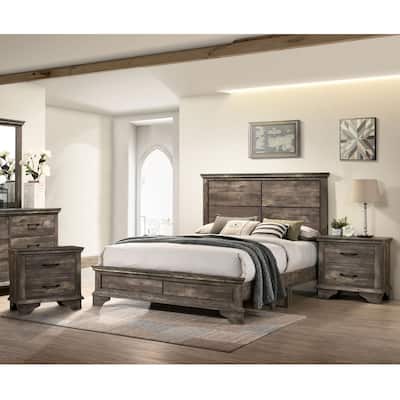 Furniture of America Balthasar Gray 3-piece Bed with 2 Nightstands Set