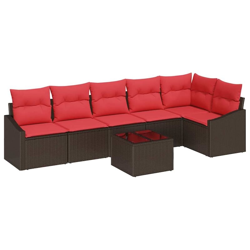 vidaXL 7 Piece Garden Sofa Set with Cushions - 113.6×48.6×27.2