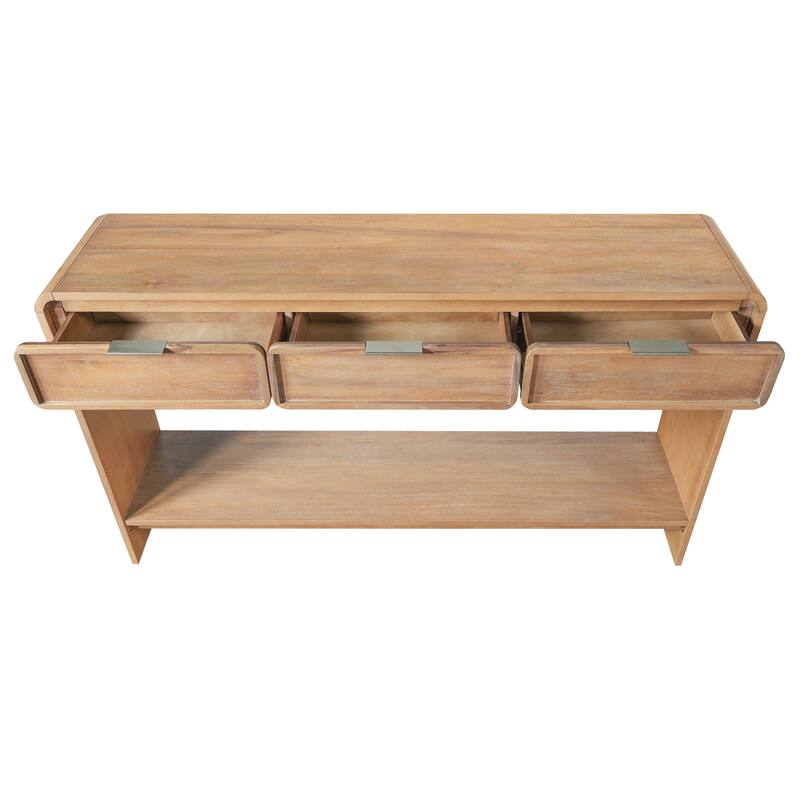 Christopher Knight Home - Alora Natural Acacia Console Table with 3 Drawers and Open Shelf for Living Room or Hallway Storage