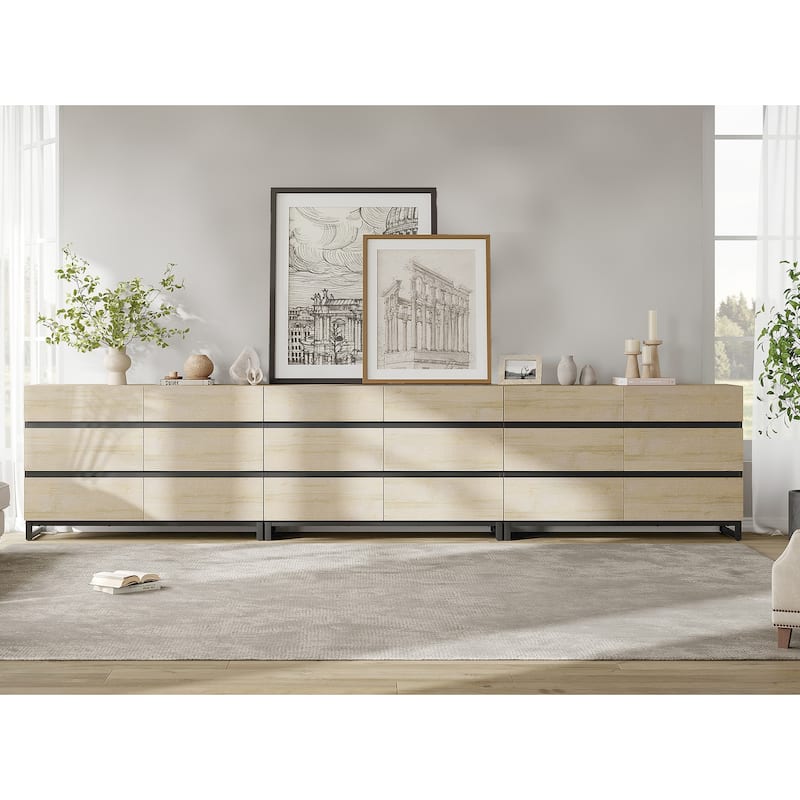 WAMPAT Modern TV Stand for TVs up to 110 inch, Entertainment Center with Drawers , Wood Media TV Console for Living Room