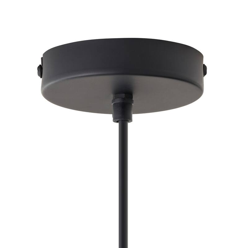 Hayley River of Goods Black Metal and White Blown Glass 9.5-Inch Pendant Light with Adjustable Hanging Cord - 9.5" x 9.5" x 64"