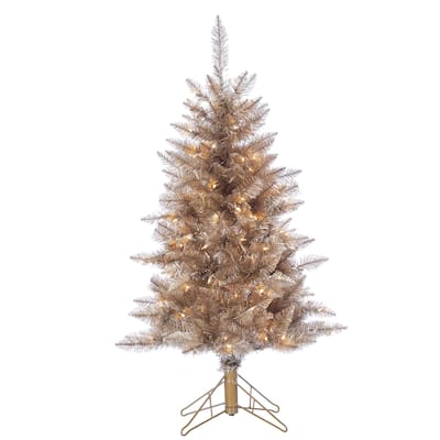 Sleek 5 Foot Gold Slim Christmas Tree with Warm White LED Lights