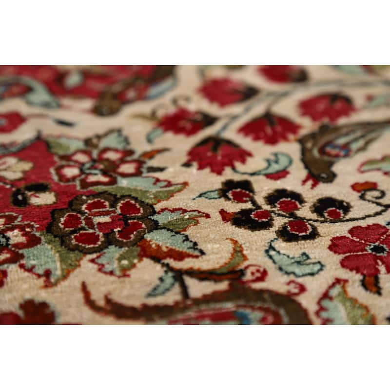 Floral Qum Persian Rug Traditional Handmade Silk Carpet - 4'6"x 7'0"