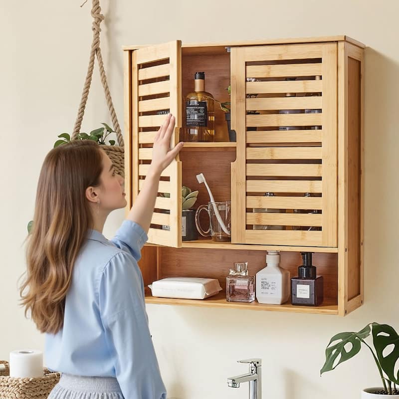 Space-Saving Hanging Bathroom Cabinet with 3-Level Adjustable Shelves for Toiletries and Essentials - 23” x 8” x 26”