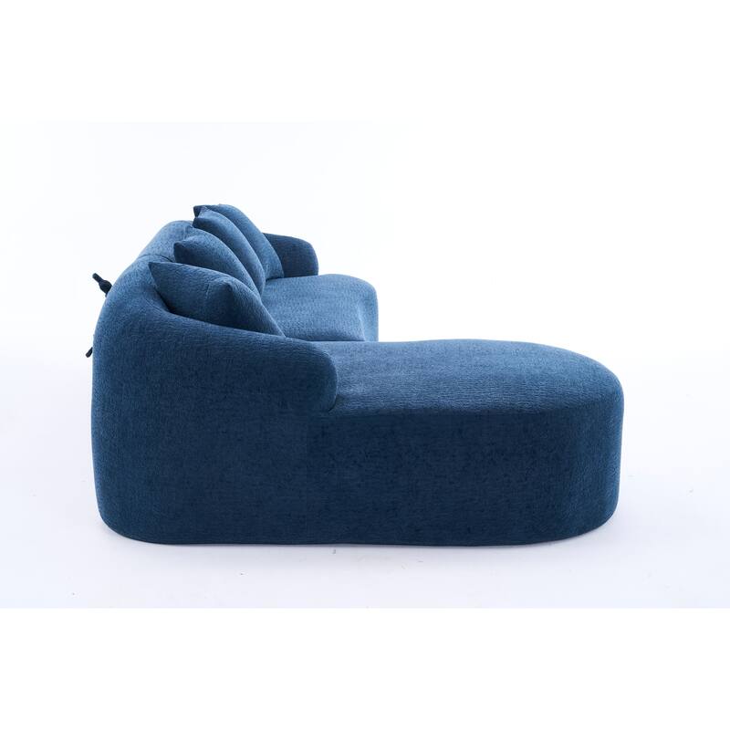 98.4" Chenille L-Shaped Sectional Sofa with Chaise & Pillows