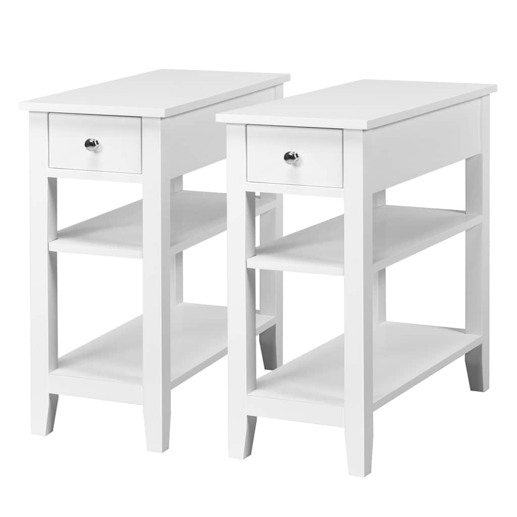 Gymax Set of 2 3Tier Nightstand Bedside Side End Table w/Double