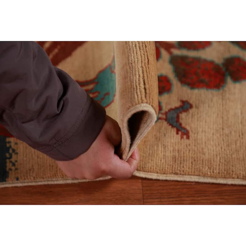 Animals Pictorial Kazak Oriental Foyer Rug Hand-Knotted Wool Carpet - 2'0"x 3'0"