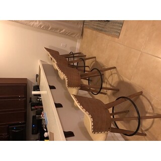 Corvus Metz Mid-century Bonded Leather Swivel Bar Stool (Set of 2)