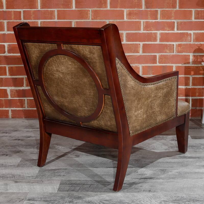 DTY Indoor Living Breckenridge Leather Accent Chair, Rustic Brown