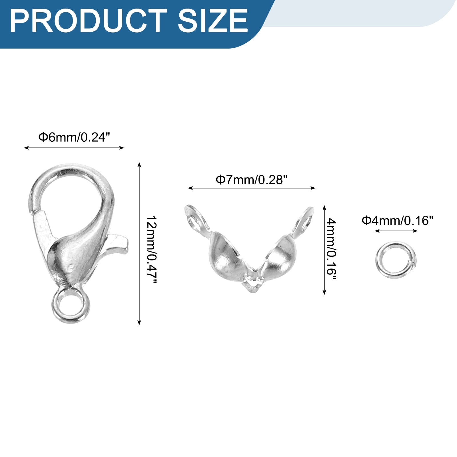 Jewelry Making Accessories Set with Lobster Claw Clasp, Open Rings, Crimp Bead Covers for Jewelry Making