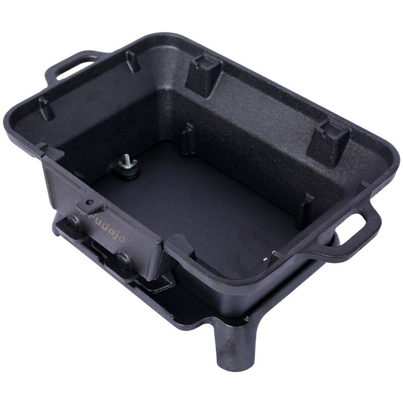 Oval Cast Iron Outdoor Grill Portable Charcoal Grill with Tabletop Cast Iron Frying Pan Enamel, for Camping Cooking