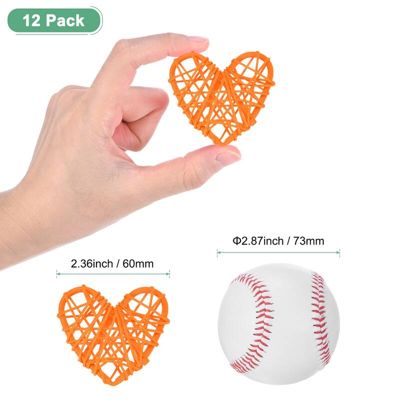 12-Pack Heart Wicker Rattan Balls 2.4 Inch for DIY - Orange