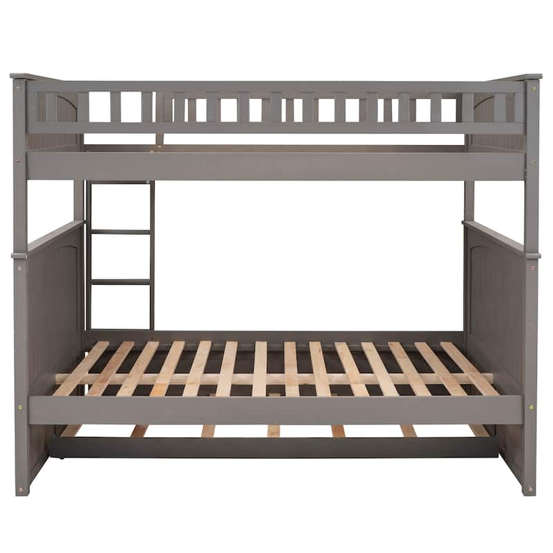 Full over Full Pine Bunk Bed with Twin Trundle