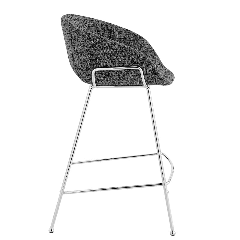 Zach Counter Stool with Black Fabric and Chromed Steel Legs - Set of 2