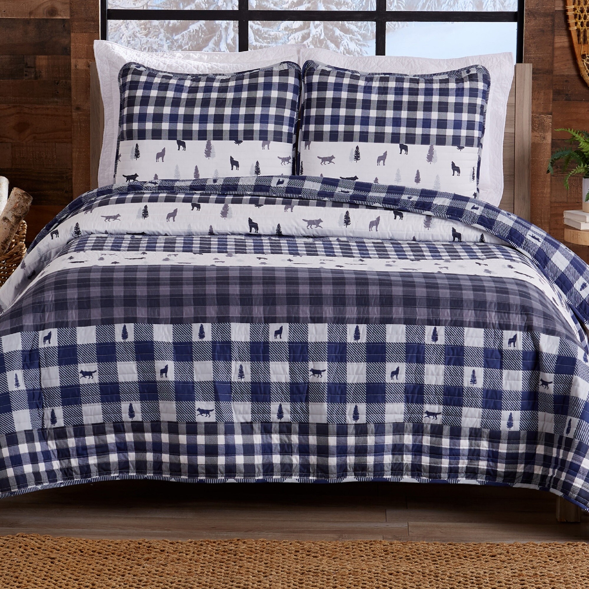 Rustic Lodge Reversible Quilt Set 