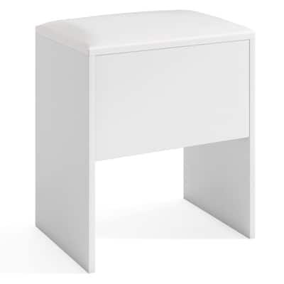 White Vanity Stool with Hidden Storage 2-in-1 Oxford Fabric Ottoman Bench