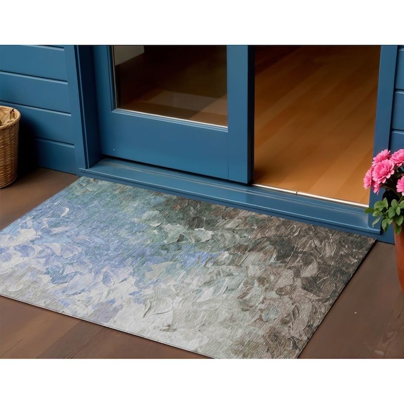 HomeRoots Abstract Transitional Rectangle Outdoor Rug - 3' x 5'