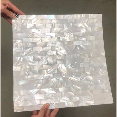 Art3d Mother of Pearl Shell Tile for Kitchen Backsplash/Bathroom White Rectangle Seamless 10-Pack