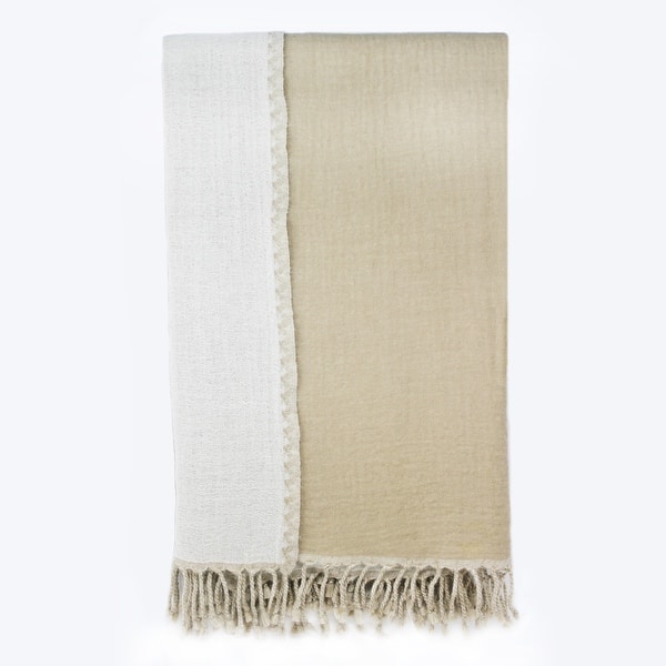 slide 2 of 4, 100% Merino Wool Collection Reversible Throws Off-White