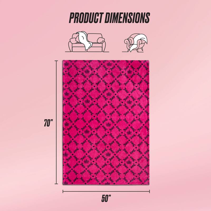 Juicy Couture Printed Plush Throw Blankets