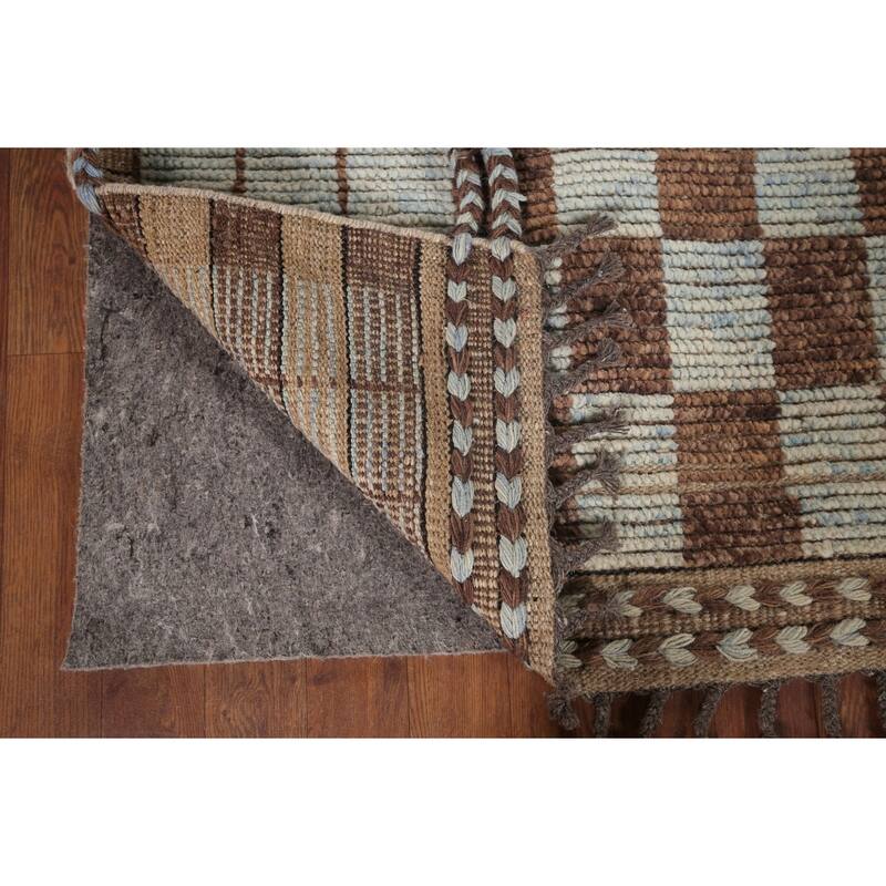 Checkered Moroccan Modern Area Rug Hand-Knotted Wool Carpet - 7'0"x 10'8"