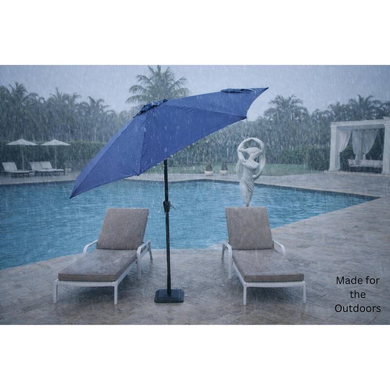 9 ft. Aluminum Market Automatic Tilt Patio Umbrella with Windvent in Cobalt Navy Blue