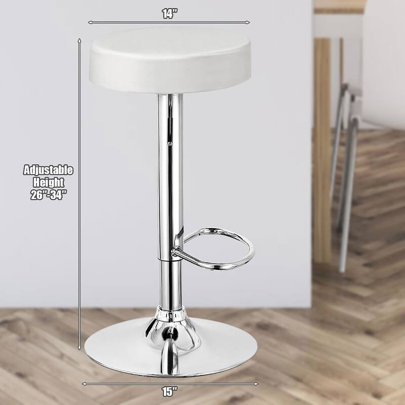 Costway Set of 2 Round Bar Stool Adjustable Swivel Pub Chair w/