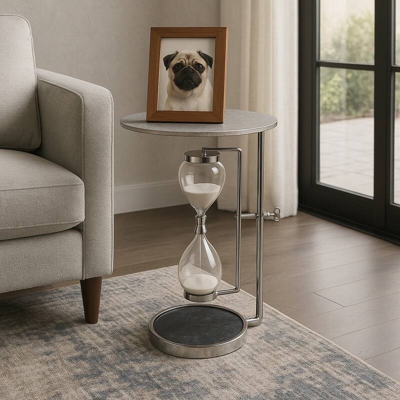 Metal Modern Hourglass Base Side Table - 23 in. - 16" x 16" x 23"