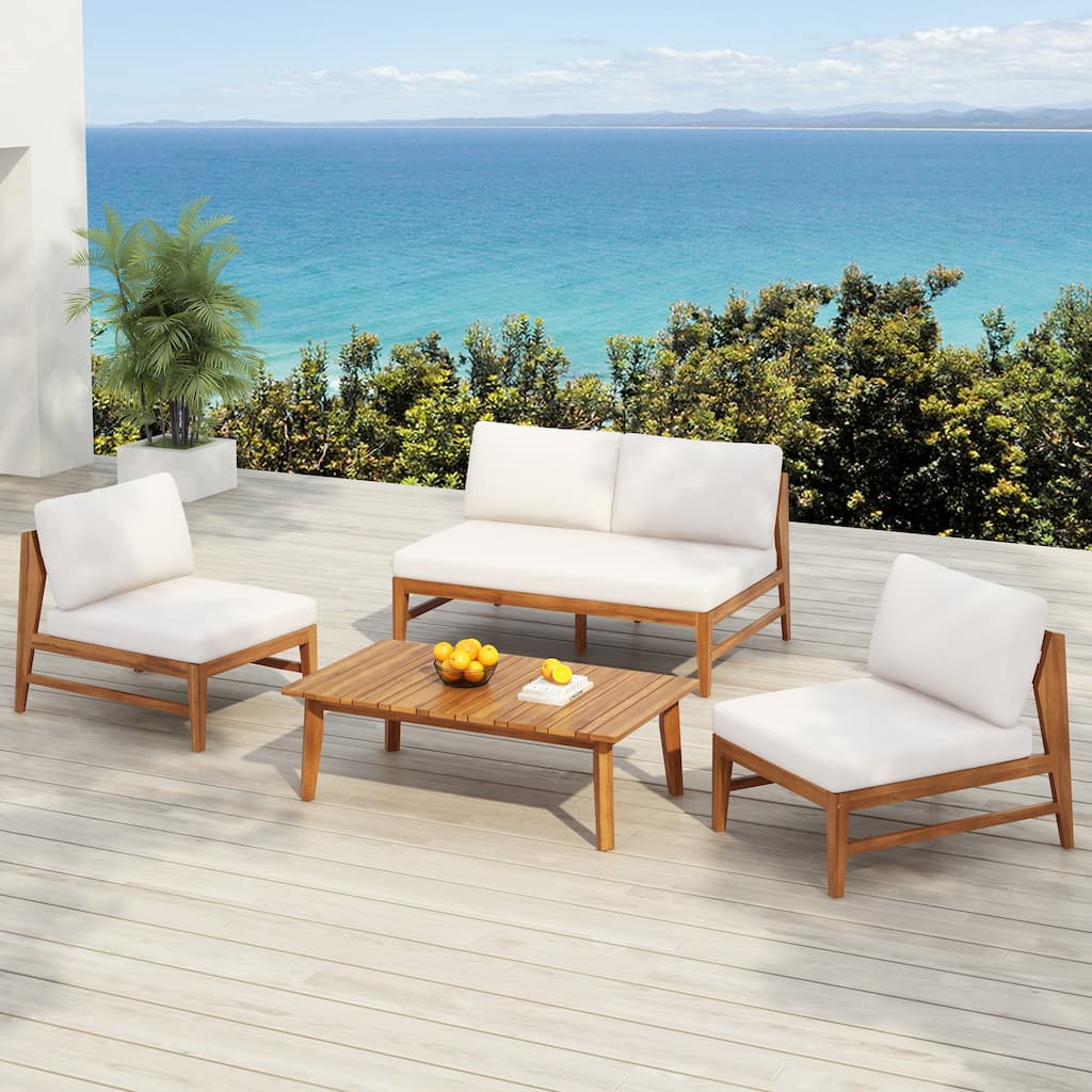 Christopher Knight Home-Rawson Acacia Wood Outdoor Chat Set