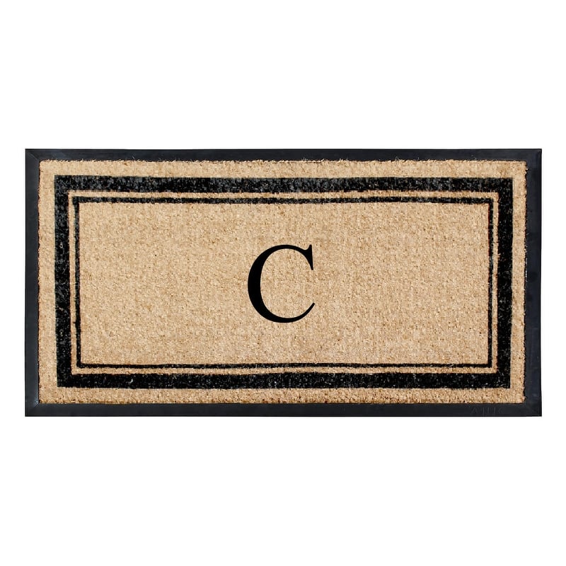 A1HC Picture Frame Natural Rubber & Coir Large Monogrammed Doormat 24"x48" - C
