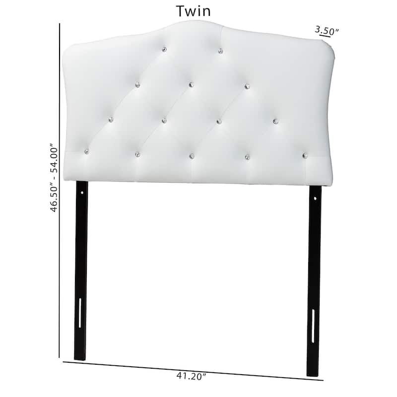 Baxton Studio Rhoda Modern and Contemporary Twin Size Faux Leather Upholstered Button-tufted Scalloped Headboard