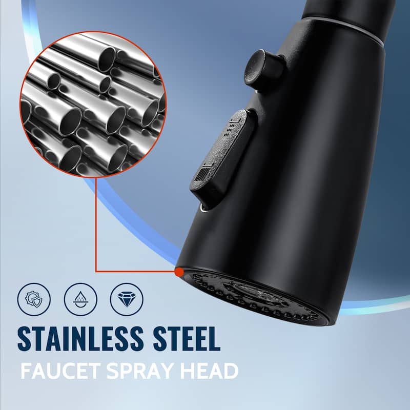 WOWOW Modern Kitchen Faucets Head with 3-Spray Modes and 9 Adapters