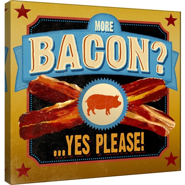PTM Images 9-100050 PTM Canvas Collection 12" x 12" - "? ...Yes Please" Giclee Bacon Art Print on Canvas