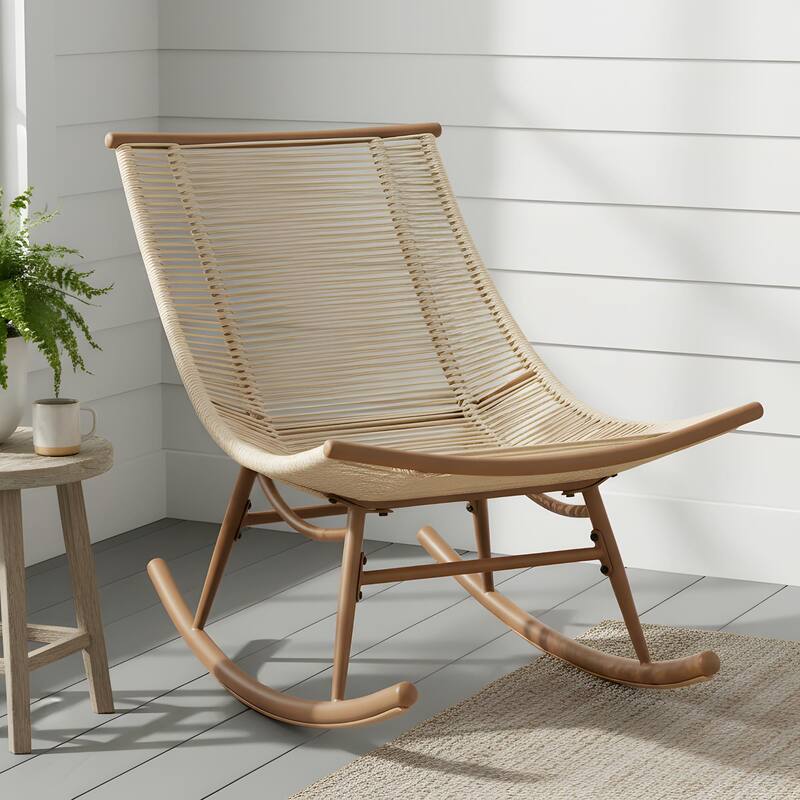 Christopher Knight Home - Rocking Chair with PE Rattan and Side Table Set