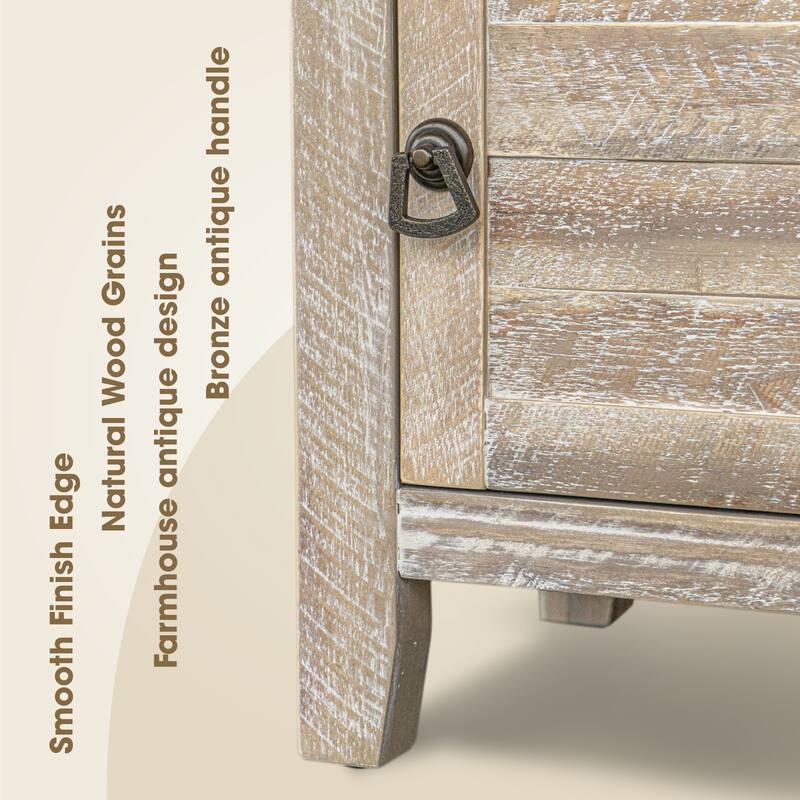 Montana Acacia Wood Bedside Cabinet Rustic Farmhouse End Table Storage