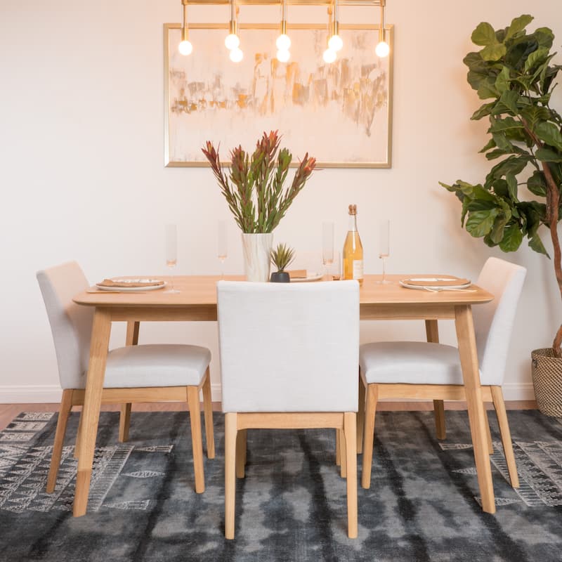 Christopher Knight Home Fabrizio Mid-Century Modern 5-piece Dining Set - light beige + natural oak