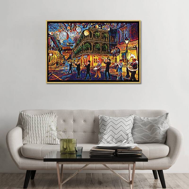 iCanvas "New Orleans - When the Saints Come Marching In" by Rockchromatic Framed Canvas Print
