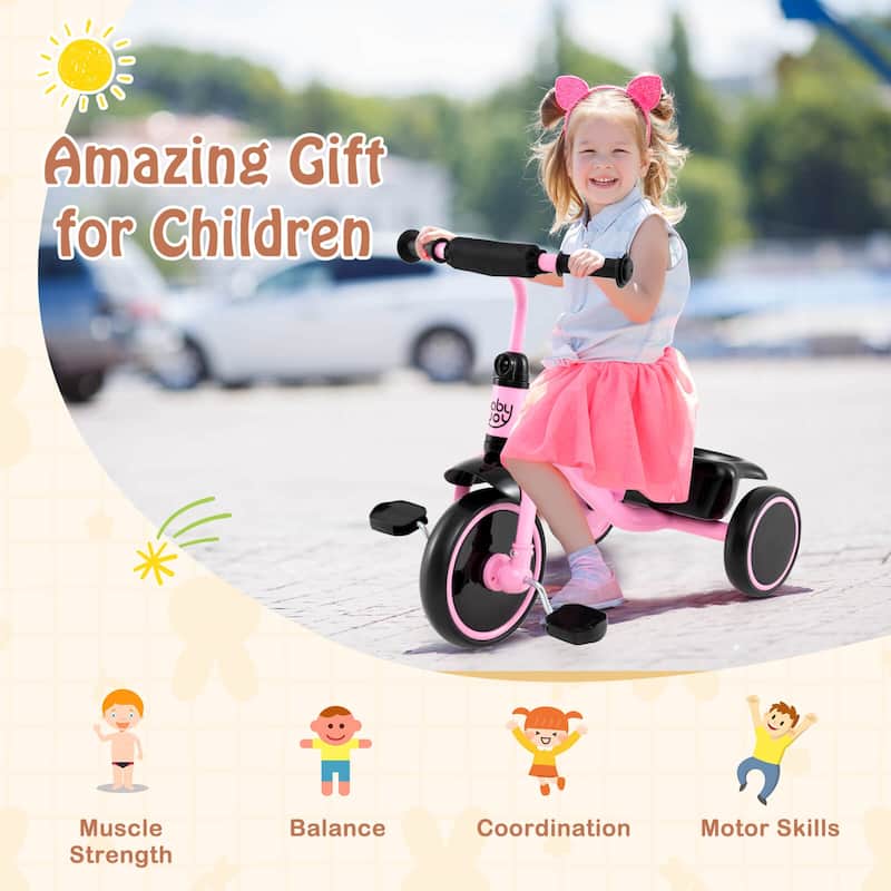 Babyjoy Kids Tricycle Toddler Trike with Adjustable Seat & Storage - See Details
