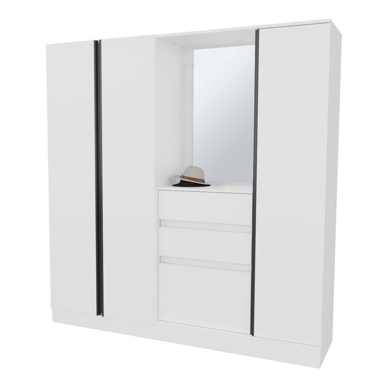 Canyon Wardrobe Organizer with Mirror and Storage Compartments, White