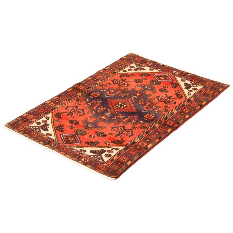 ECARPETGALLERY Hand-knotted Andelz Red Wool Rug - 3'4 x 4'11