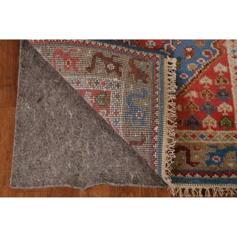 Blue Geometric Heriz Serapi Indian Runner Rug Handmade Wool Carpet - 2'6" x 8'0"
