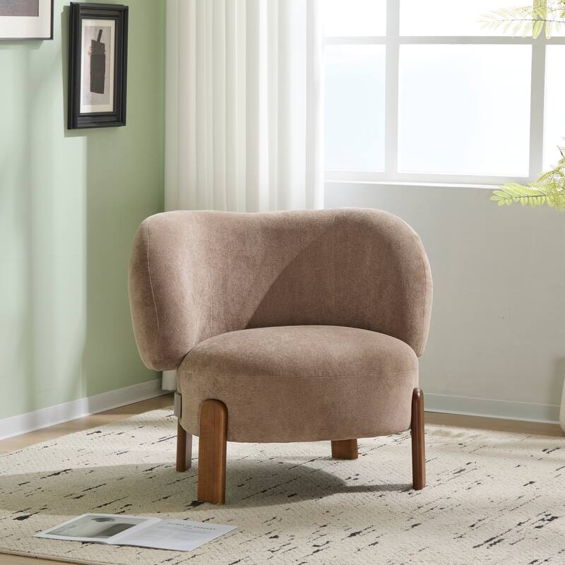 Roomfitters Modern Wingback Armchair with Curved Backrest, Upholstered Accent Seating for Living Room Comfort